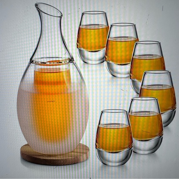 ZENS elegant sake set Glass carafe with‎ 6 glasses - Picture 1 of 9